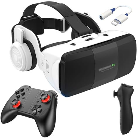 Gafas VR para 4.7-7.8 Android/iOS Smartphone, 2023 Nuevos Gafas Realidad Virtual Movil con Gamepad y Mando, 3D VR Gafas para Película Juego Immersivo, Adolescentes/Niños (Siz