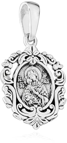 NKlaus Ikonenanhänger Gottesmutter von Wladimir aus 925 Silber | Detailliert; 19x15,3mm; Gewicht: 3,1g; Öse: 6,4x3,2mm