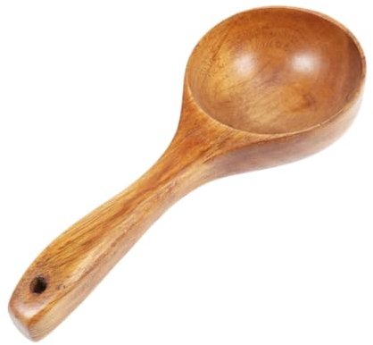 PRETYZOOM Cuillère à Eau Bois Massif Louche Ronde Pour Cuisine Serviette à Soupe Bois Naturel