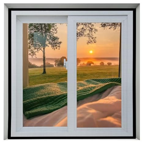 Moustiquaires pour Fenêtres 95x125cm Moustiquaire Fenêtre Filet, Moustique Protecteur Filet, Invisible Fenêtre Filet Écran Insecte avec Rouleaux Auto-Adhésifs,Noir