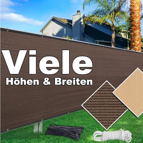 HaiTaoSy Windschutz Balkon UV-Schutz 200x400cm, Balkon Sichtschutz Wetterfest, Sichtschutz Garten HDPE, Zaunblende Blickdicht, für den Gartenzaun oder Balkon, Braun