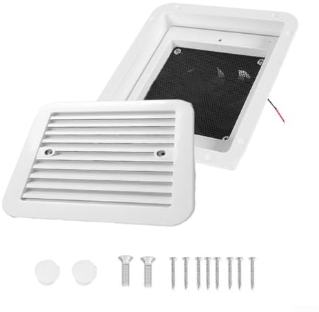 Ventilación de escape lateral para caravana, ventilador de ventilación de aire para caravana, salida de aire de rejilla de 205 x 186 x 68 mm, con ventilación lateral de disipación de calor, 12 V