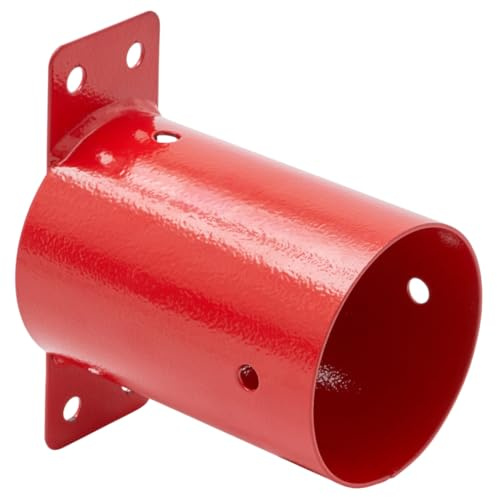 TRIBECCO® Schaukelverbinder Schaukel-Wandverbinder Rund Ø100 mm Verbindungsstück mit Laschen aus Stahlblech für Kinderschaukel- Gartenschaukel- und Klettergerüste mit Montageöffnungen Ø 10 mm (Rot)