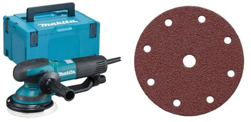 Makita BO6050J Ponceuse rotative excentrique 150 mm & P-31930 Papier abrasif, K80 Grain, 150 mm