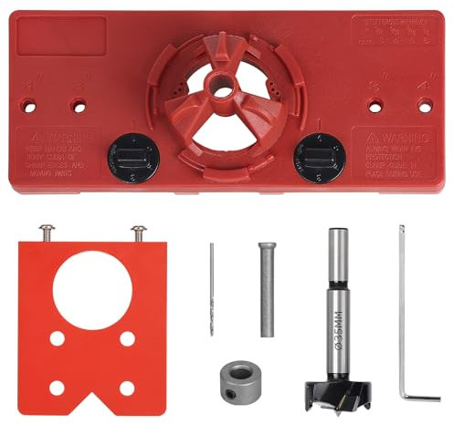 EFUTURETIME Plantilla Taladrar Bisagras Invisible 35mm Ajustables con Broca Forstner para Instalación de Bisagras con Distancia de Taladrado 46/48/52mm