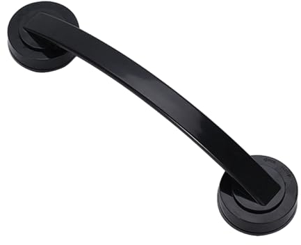 Ailan Barre d'appui de bain facile à installer, poignée d'aspiration pour barres d'appui en ABS compactes et légères, mains courantes, poignées d'aspiration de douche, Noir