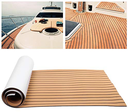 Ejoyous Boot Bodenbelag Selbstklebend, Eva Schaum Boot Eva Foam Bimini Top Boot Teppich Bootsbodenmatte 90 X 240 cm (Gold+Schwarz)