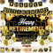 Happy Retirement Party Decorations - Includes Happy Retirement Banner Backdrop, Banner, Retire Poster, 8 Hanging Swirls, 6 Paper Poms, 18 Balloons, and a Big Cake Topper (Gold)