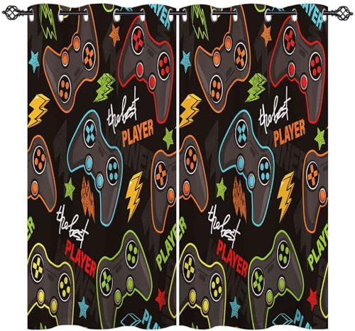 ANHOPE Gaming Thema Gamepad Controller Blickdichte Gardinen mit Ösen Kinder Jungen Mädchen Thermo Vorhänge Wohnzimmer Schlafzimmer Verdunklungsvorhänge 2er Set H 175 x B 140 cm