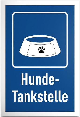 DankeDir! Hunde Tankstelle - 30 x 20 cm Schild Kunststoff - Lustige Deko Hunde Trinknapf Fressnapf - Haustier Accessoires - Geschenk für Hundebesitzer