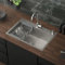ML-Design Fregadero de Cocina de un Seno 68x45 cm Plateado Lavabo Sobre Encimera o Enrasado con Juego de Desagüe, Dosificador de Jabón y Escurridor Cubeta de Acero Inoxidable Anti-condensación