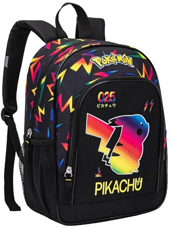 Pokemon Pikachu Rucksack Kinderrucksack Schultasche Premium-Qualität, 2 Fächer – Höhe 37 cm