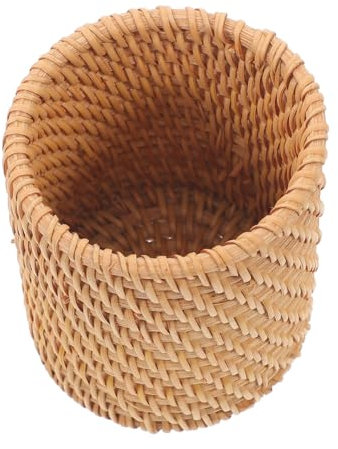 Lurrose Rattan Woven Pencil Holder Für Schreibtisch Multifunktionaler Organizer Für Stifte Make-up Und Kleine Gegenstände Handgefertigter Eleganter Stifthalter Aus Rattan Für Büro Und