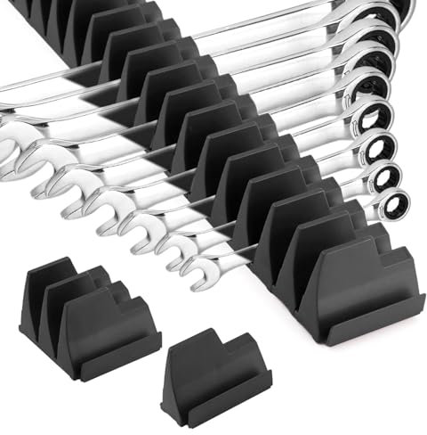 Kisbeibi Wrench Organizer for 40 Wrenches, Improving Efficiency Magnetic Wrench Holder, Tool Organizer for Tool Box, Wall-Mounted Pliers Holder Wrench Organizer for Wrench Storage(Black)