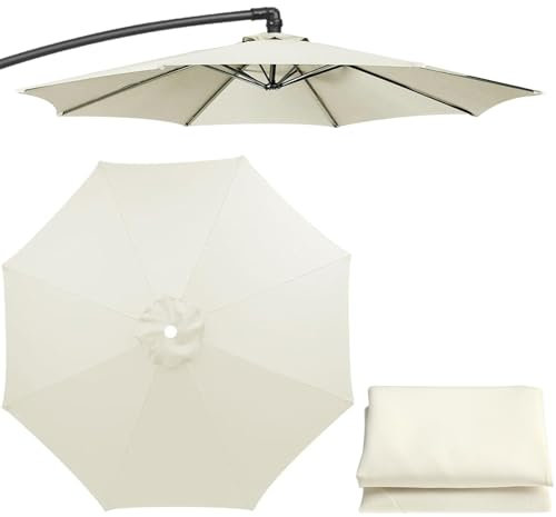 Générique Toile Parasol 8 Baleines Déporté, Anti-UV Toile Parasol, Respirable Toile pour Parasol, pour Table D'extérieur, Jardin, Plage(Beige,7.5ft)