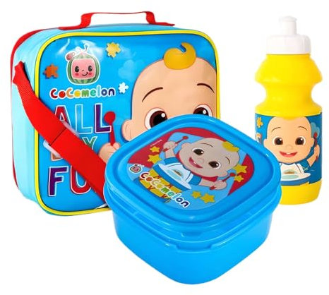 TDL CoComelon Isolierte Lunchtasche mit Sandwichbox und 350-ml-Flasche in Hell, Einfarbig