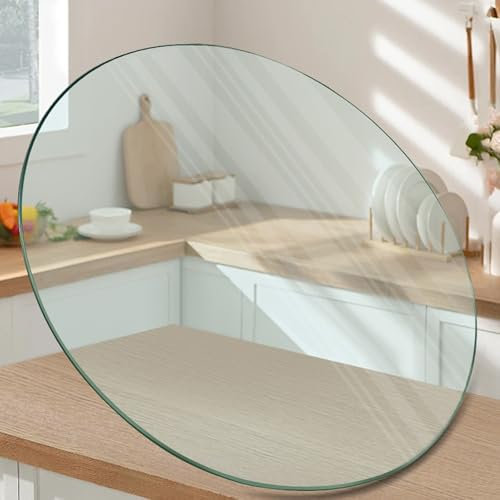 BVDHASDBT Plateau de table en verre trempé, en verre transparent, plateau en verre trempé, pour tables à manger, tables basses, tables de jardin, rond (58 cm)