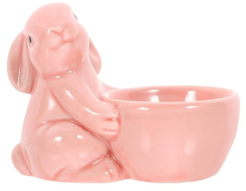 VOSAREA Funny Ceramic Egg Holder Cup Rabbit Statue Egg Cup Holder for Breakfast