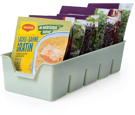 Gewürz Organizer für Schrank, Stapelbarer Gewürze Aufbewahrung, Gewürzbehälter aus Plastik, Gewürzorganiser Küche, grün