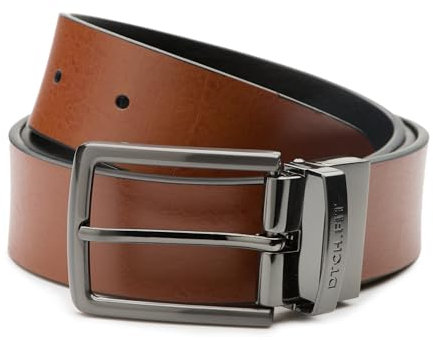 Riemen & Co DTCH.FIT Wendegürtel aus Leder Connor Schwarz & Cognac - verstellbare Schnalle in Rotguss - 3,5cm breit - 95cm