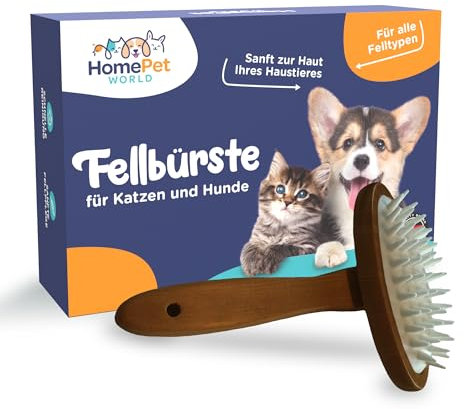 HomePetWorld Massagebürste Langhaar & Kurzhaar - Massagebürste für Hunde und Katzen - Sanfte Hunde Bürste für seidig glattes Fell - Gummi Hundebürste für Kurzhaar & Langhaar Pflege