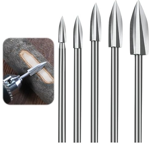 5PCS Wood Carving Bits for Dremel Rotary Tool Woodworking Bits with 1/8” Shank HSS Engraving Hand Milling Sharpener for DIY Carving Grinding Drilling Universal