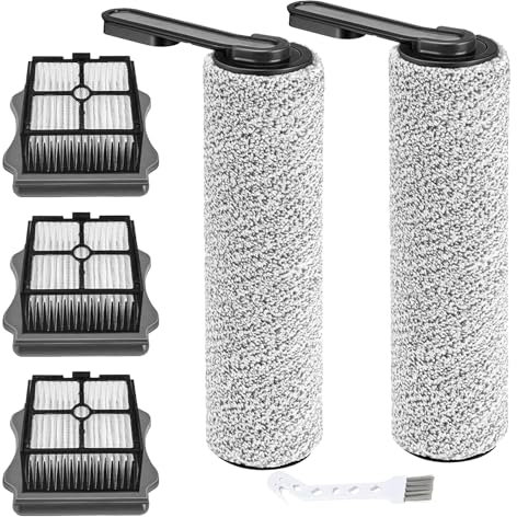 Rrochio Accessoires pour Tineco FLOOR ONE S5 Pro 2, 2 Brosse de Rouleau et 3 Filtre HEPA pour Aspirateur Tineco FLOOR ONE S5, S5 Pro, S5 Extreme Ensembles de Rechange Laveur Sec et Humide de Nettoyage