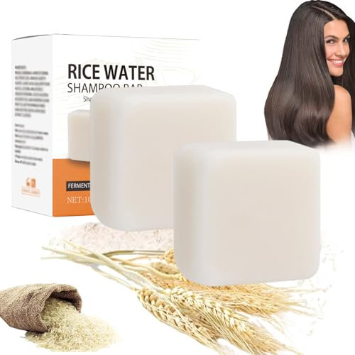 Reiswasser-Shampoo-Riegel, Reis-Shampoo-Riegel, Feuchtigkeitsspendende Und Befeuchtende Natürliche Haarseife, Shampoo- Und Conditioner-Riegel, Für Strapaziertes, Dünner Werdendes Haar (2 Stk.)
