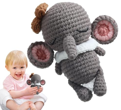 Nuyhadds Baby Rassel Spielzeug, Baby Rassel Teether Toy,Häkeln handgefertigter Greifer Shake Rassle | Pädagogische beruhigende Teether -Spielzeug, Babyparty -ausgestopfte Tiere für Mädchen Kinder