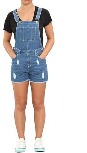 SubMeHa Girls Kids Denim Dungaree Short Length Pinafore Ribbed Jumpsuit Play Suit UK Size 8Yrs to 14Years (UK, Age, 13 Years, 14 Years, Regular, Mid Blue)