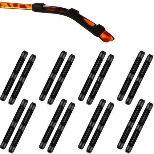 JEYORZY 8 Paia Cuscinetti Auricolari Occhiali, Antiscivolo, Silicone, Nero