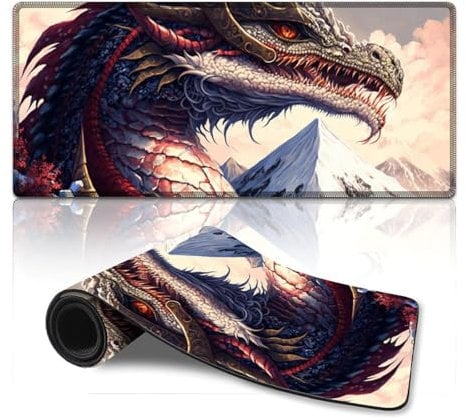 ZKYUBEK Large Mouse Pad Japanese Dragon Extra Large Mouse Mat (40x90x0.3cm) Table Mat with Non-Slip Base And Stitched Edge for Office/Gaming