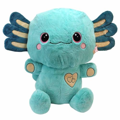 Axolotl Plüschtier XXL – 85 cm – Kuschelig weich – Gestickte Augen & Details – Mit Aufhängeschlaufe – 4 Farben verfügbar (Blau)
