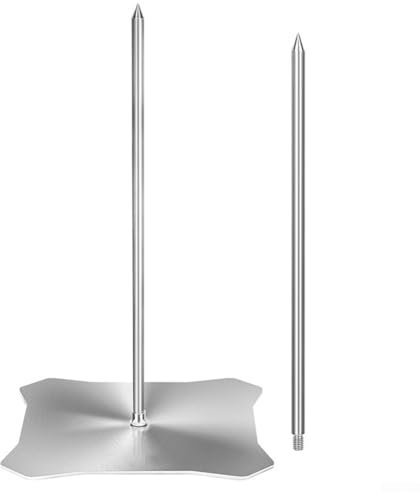 HpLive Stainless Steel Vertical Meat Skewer Stand for Grill, BBQ Skewer with 2 Lengths (9 Inch & 15 Inch) for Kamado Charcoal Gas Grill