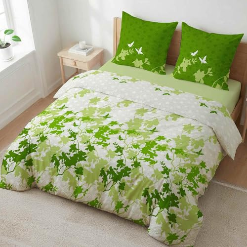etérea Renforcé Bettwäsche 200x220 cm + 2X 80x80 cm Osaka Grün | 100% Baumwolle Renforcé · sanft-glatt & superweich · ganzjahres-geeignet · 60°C waschbar · MADE IN GREEN by OEKO-TEX