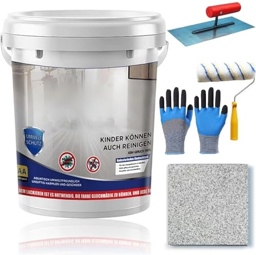 Epoxid-farbige Sandbodenfarbe, 2025, selbstnivellierend, Hochglanz-Marmor-Effekt, 0,5 / 1 / 2 / 3 kg, wasserdichte und rutschfeste Garagenbodenfarbe, für Garage, Outdoor, Hellgrau, 0,5 kg