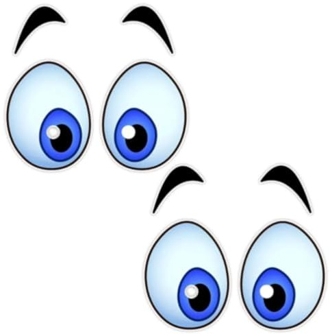 AZ243 Cartoon Fun Eye Decoration Stickers, for Cars, Trucks, Motorcycles, Laptops, Car Windows, Rear Scratches, Bumper Stickers, Pack of 2, 14 x 12.5 cm