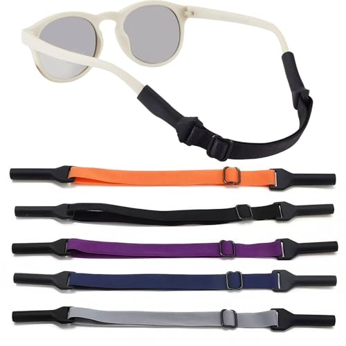 5 Stück Verstellbarer Sportbrillenband mit Silikongriffen - Brillen Band mit Hoher Flexibilität, Anti Rutsch Stabil Kein Schwanz Brillenbänder - Verschiedene Sportarten, Brillenband Herren & Damen