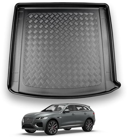 NOMAD Jaguar F-Pace (2020+) Boot Liner Tailored Fit Car Floor Mat Protector Non Slip Waterproof Raised Edges Compatible Custom Fit Accessory Black Dog & Pet Friendly Easy Install All-Weather