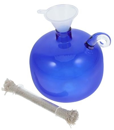 SAFIGLE Nachfüllbare Runde Glasöllampe in Blau, Wiederverwendbar | Klarglas, 1 Stück, Modern Kreative Form, für Wohnraum und Tafel, Leicht zu Nutzen