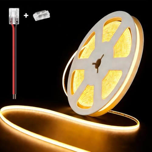illuburg 24V Ruban LED COB Blanc Chaud 2700K 10m 400LED/m CRI90+ Dimmable Autocollant Bande Striscia Strip Lumineuse