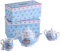 Porcelain Teapot Sets Teapot Sugar Bowl and Cream Milk Jug Shabby Chic Vintage Floral in Gift Box (Blue)
