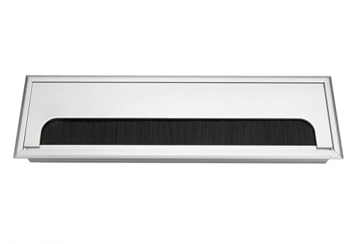 Organizador de Cables para Escritorio, Aluminio con Tapa Abatible y Cepillo Interior, Grande/Mediano/Pequeño, Gestión de Cables para Oficina y Computadora