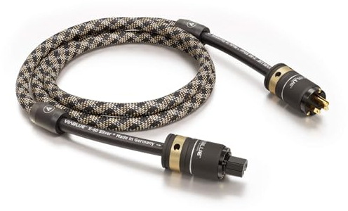 VIABLUE X-60 Silver High-End Netzkabel/Stromkabel * USA Netzstecker 5-15P * Warmgerätebuchse IEC C15 * 1 Stück * 3 x 6,0 mm² * versilbert * Ultragrip Beschichtung * 500 cm * 5.0 m