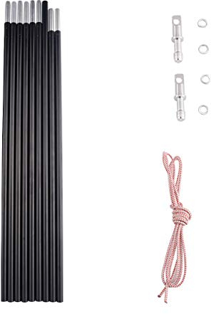 BRILLIANCE4U Zeltstangen, 3.65 m, 8.5 mm, passend für weibliche und männliche Endzelte, 7001 T6 beheiztes Aluminium, Reparatur-Set, Außendurchmesser 0.83 cm, 1 Stangen-Packung