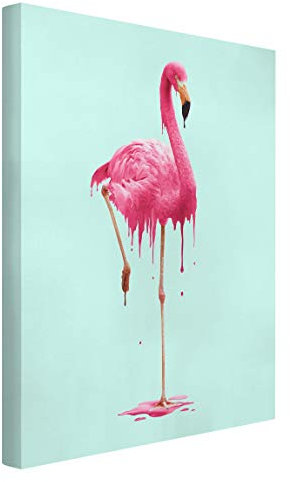 Bilderwelten Leinwandbild - Jonas Loose - Schmelzender Flamingo - Hochformat, 90 x 60 cm