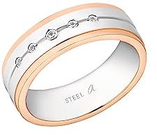 Amor Ring Edelstahl Damen Ringe, mit Zirkonia synth., Bicolor, Kommt in Schmuck Geschenk Box,