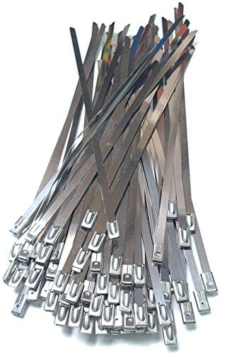 Pack of 10 Stainless Steel Cable Ties 300 mm x 4.6 mm Steel Cable Ties Steel Band Heat Protection Tape V2A 304