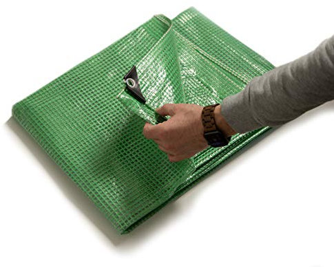 Bâche Leno - En tissu - 2 couleurs - Plusieurs tailles - Avec œillets - Pour piscine, voiture, meubles de jardin - Imperméable - Indéchirable - Résistant à l'eau - 6 x 10 m - 240 g/m² - Vert