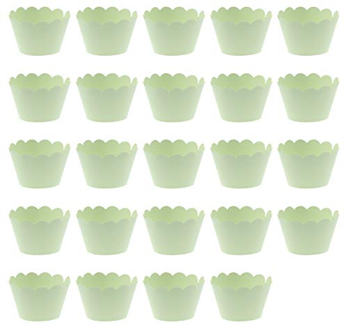 Lot de moules à Cupcakes Couleur Unie en Papier pour décoration de gâteau (Vert)